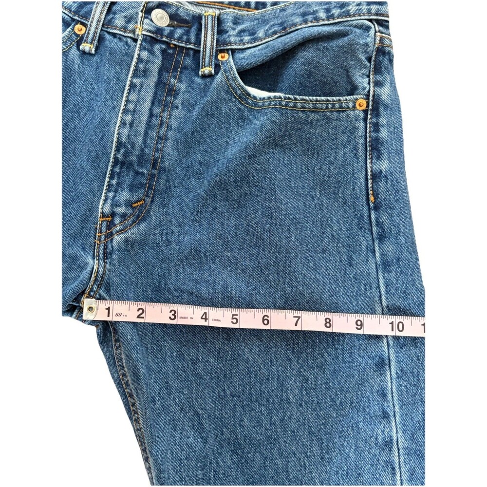 Levis 505 Jeans Mens 32x30 Straight Leg Regular Fit Dark Wash 100% Cotton Cowboy - Picture 12 of 14